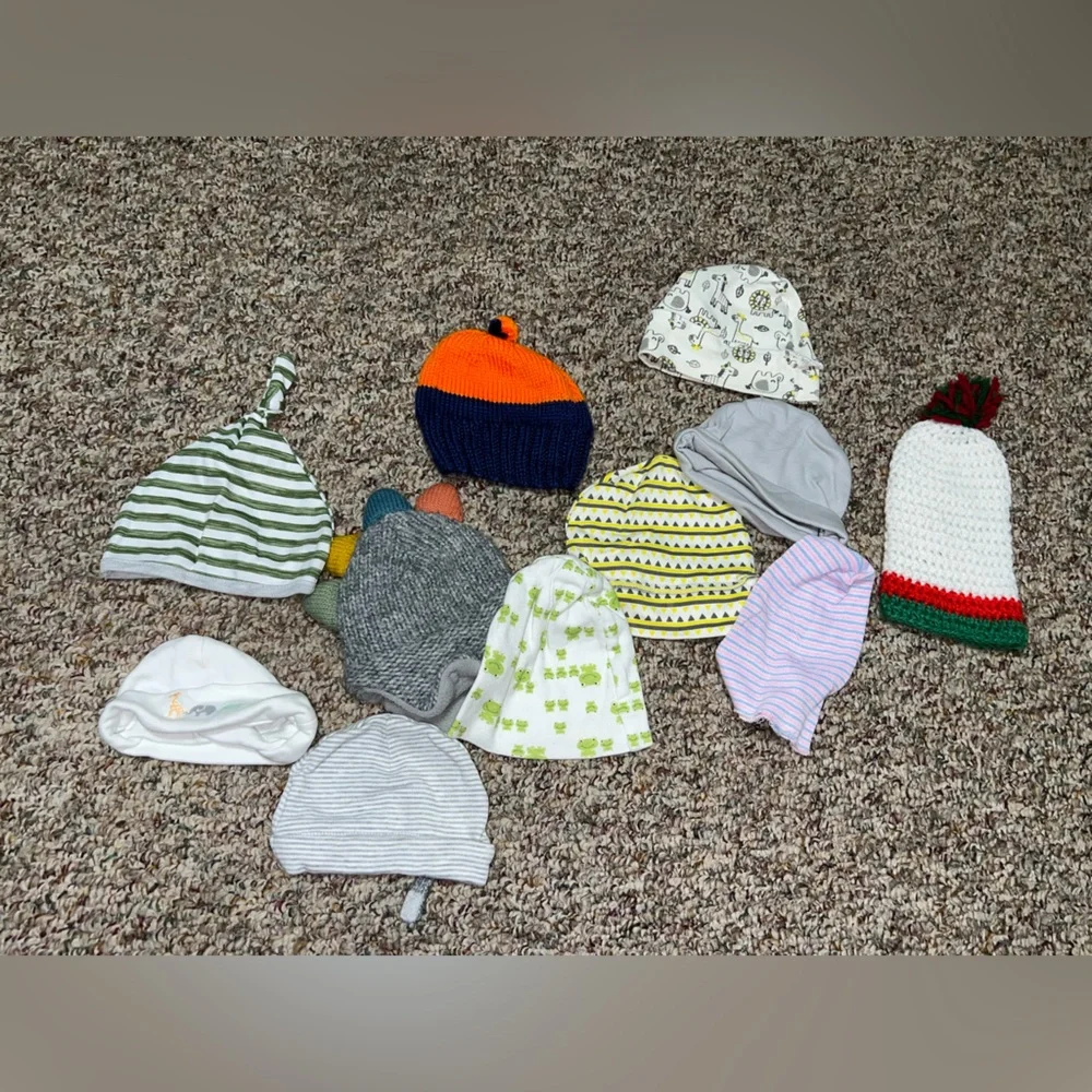 infant newborn Boy, girl, hat, Assorted Kids Beanie Set, Lot of‎ 11 hats